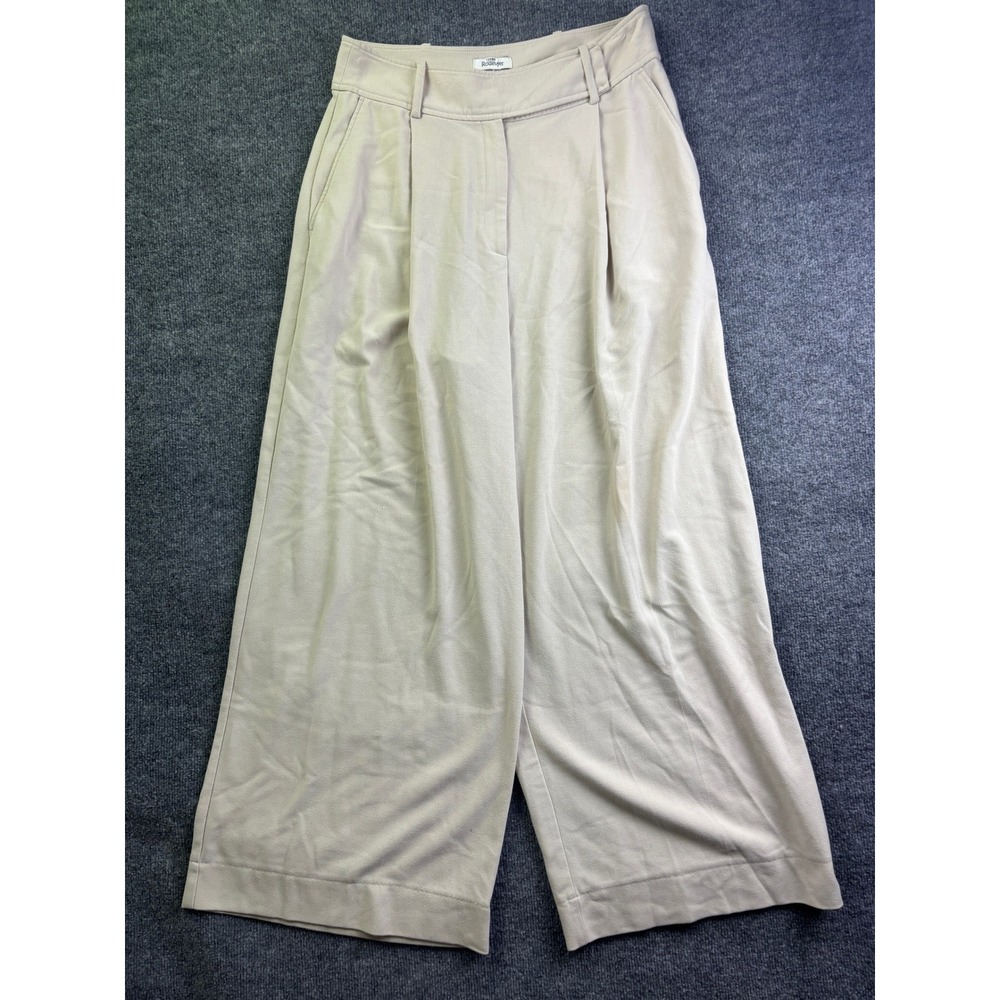 Rodebjer Obi Pants Women XL Beige Pleated‎ Wide Leg Cropped Viscose Blend